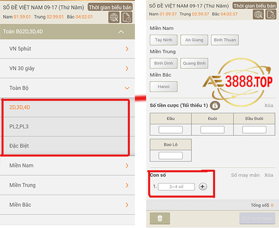 Giao diện số đề ae3888