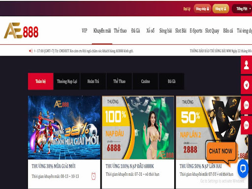 Giao diện chương trình khuyến mãi AE888 CASINO