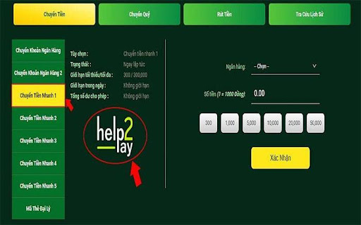 Nạp tiền nhanh qua help2Pay